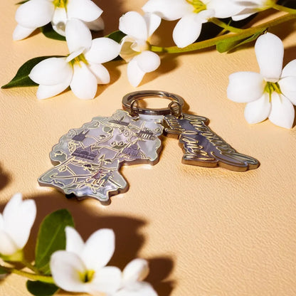 Landkarte Schlüsselanhänger Pastellblau