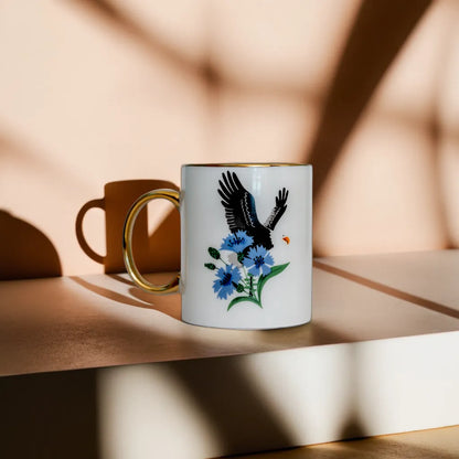 Keramiktasse mit Adler und Schriftzug