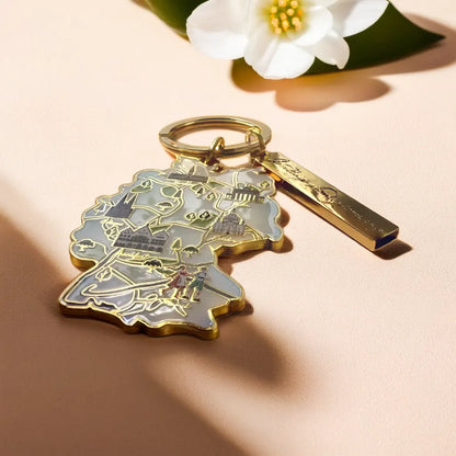 Landkarte Schlüsselanhänger Gold